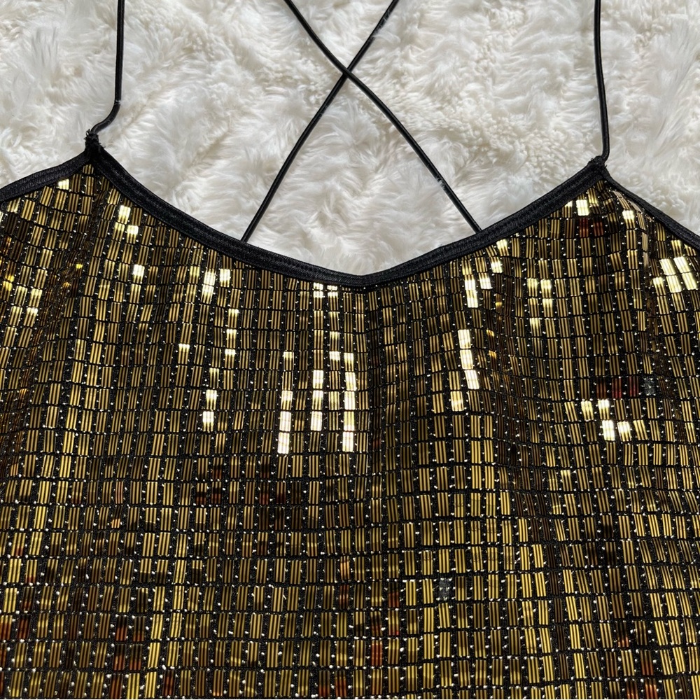 Kikiriki Metallic Gold Mini Dress